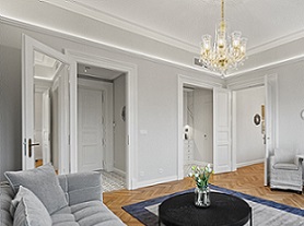 Hand made CH-08 Crystal-DT lighting in real luxurious interior, Vodickova 33 residence, Prague